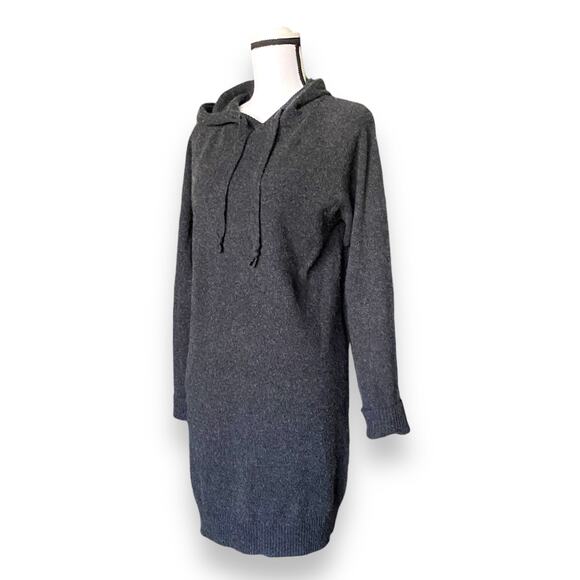 Bella Dahl Cashmere Hoodie Dress Sz S Heather Charcoal Long Sleeve Short Length - Picture 2 of 11